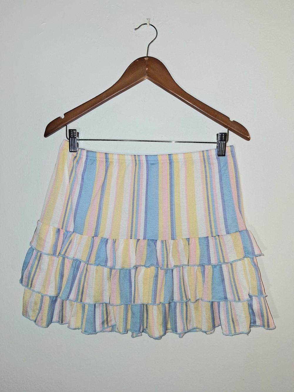 Pastel Multi-Stripe Ruffle Skirt - Women